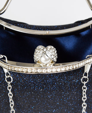 KRISP Pearl Lock Firm Grab Handle Glitter Clutch Bag