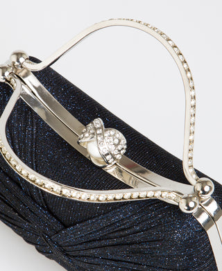 KRISP Pearl Lock Firm Grab Handle Glitter Clutch Bag