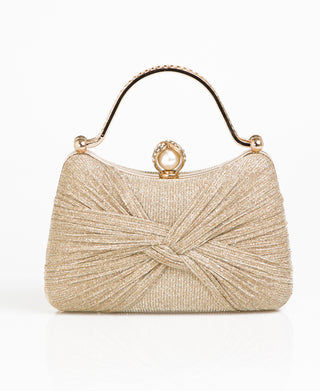 KRISP Pearl Lock Firm Grab Handle Glitter Clutch Bag