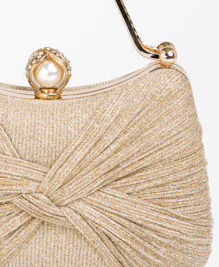 KRISP Pearl Lock Firm Grab Handle Glitter Clutch Bag