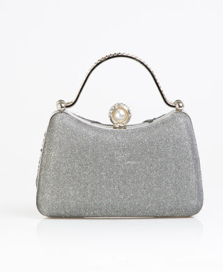 KRISP Pearl Lock Firm Grab Handle Glitter Clutch Bag