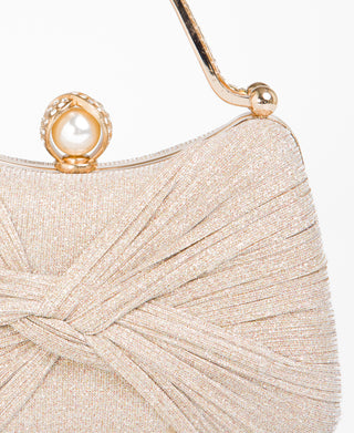 KRISP Pearl Lock Firm Grab Handle Glitter Clutch Bag