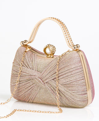 KRISP Pearl Lock Firm Grab Handle Glitter Clutch Bag
