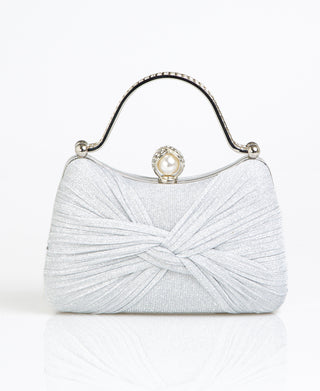 KRISP Pearl Lock Firm Grab Handle Glitter Clutch Bag