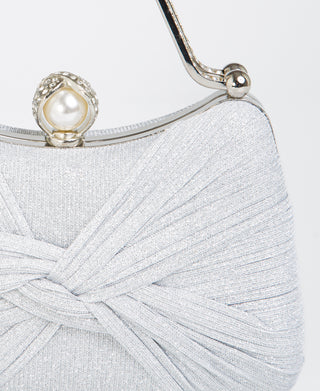 KRISP Pearl Lock Firm Grab Handle Glitter Clutch Bag