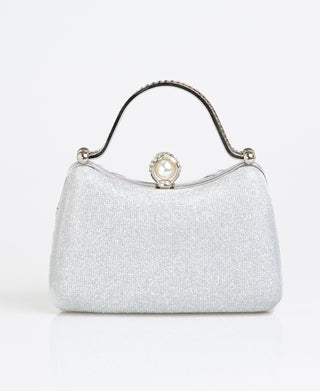 KRISP Pearl Lock Firm Grab Handle Glitter Clutch Bag