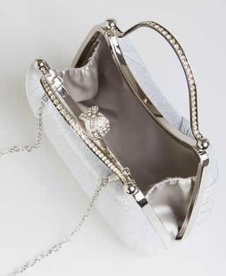 KRISP Pearl Lock Firm Grab Handle Glitter Clutch Bag