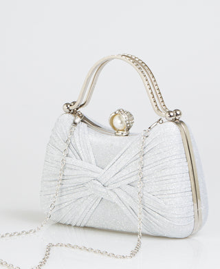 KRISP Pearl Lock Firm Grab Handle Glitter Clutch Bag
