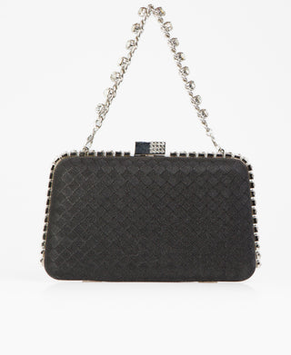 KRISP Chain & Diamante Handle Box Clutch Bag