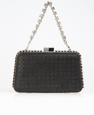 KRISP Chain & Diamante Handle Box Clutch Bag