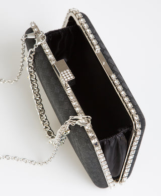 KRISP Chain & Diamante Handle Box Clutch Bag