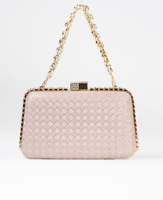 KRISP Chain & Diamante Handle Box Clutch Bag