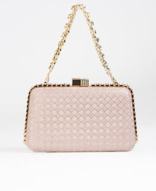 KRISP Chain & Diamante Handle Box Clutch Bag