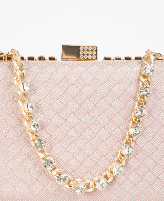 KRISP Chain & Diamante Handle Box Clutch Bag