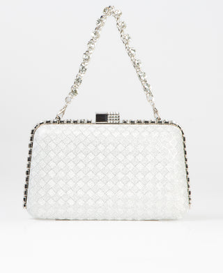 KRISP Chain & Diamante Handle Box Clutch Bag