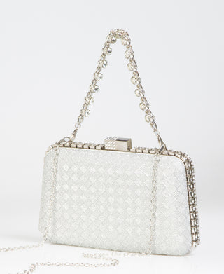 KRISP Chain & Diamante Handle Box Clutch Bag