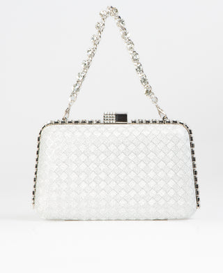 KRISP Chain & Diamante Handle Box Clutch Bag