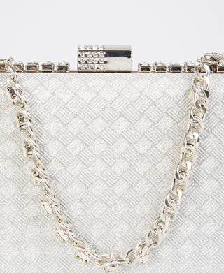 KRISP Chain & Diamante Handle Box Clutch Bag