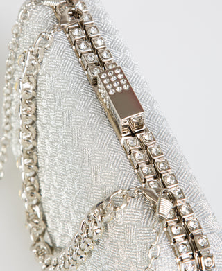 KRISP Chain & Diamante Handle Box Clutch Bag