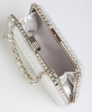 KRISP Chain & Diamante Handle Box Clutch Bag