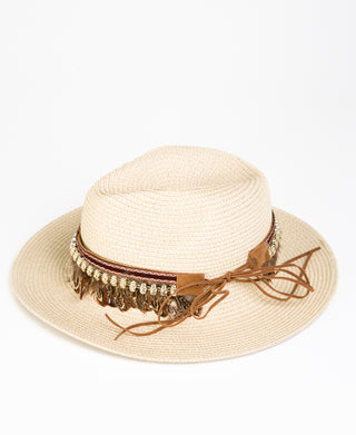 KRISP Ethnic Feather Embellished Fedora Sun Hat (11126)