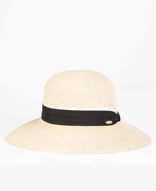 KRISP Black Ribbon Embellished Bowler Straw Hat