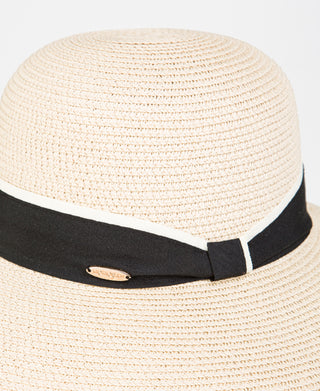 KRISP Black Ribbon Embellished Bowler Straw Hat