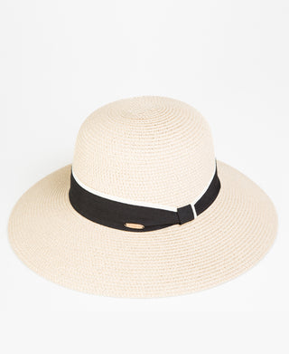 KRISP Black Ribbon Embellished Bowler Straw Hat