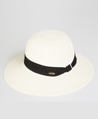 KRISP Black Ribbon Embellished Bowler Straw Hat