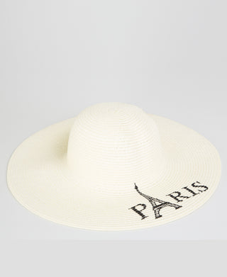 KRISP PARIS Printed Large Rim Straw Sun Hat