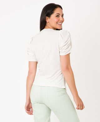 KRISP Tie Front Short Sleeve Wrap-Over Blouse (11132)