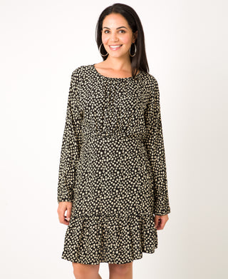 KRISP Animal Print Long Sleeve Dress w/ Frill Hem (11133)