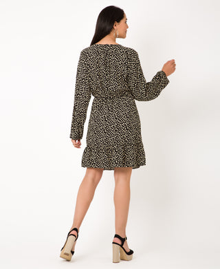 KRISP Animal Print Long Sleeve Dress w/ Frill Hem (11133)