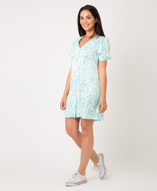 KRISP Printed V-Neck Button Through Mini Dress (11138)