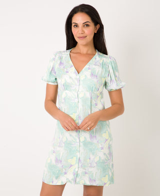 KRISP Printed V-Neck Button Through Mini Dress (11138)