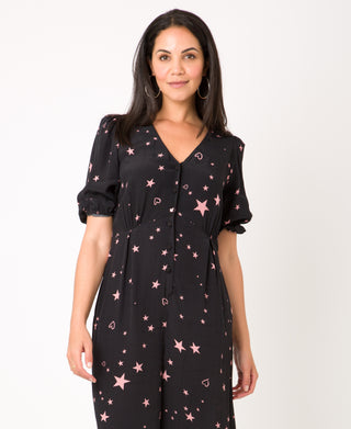 KRISP Women Star & Heart Print Wide Leg Jumpsuit (11139)