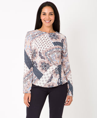 KRISP Women Printed Side Gathered Top (11141)