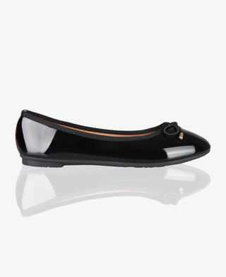 KRISP Bow Toe Patent Ballerina Pumps (3701)