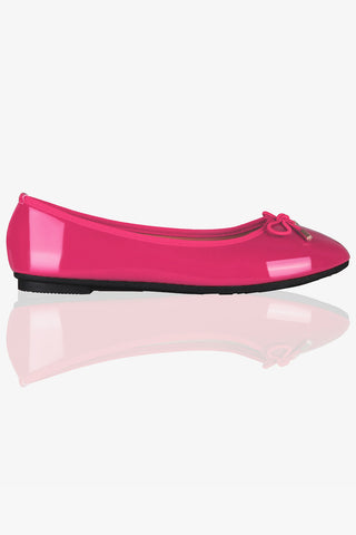 KRISP Bow Toe Patent Ballerina Pumps (3701)