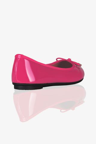 KRISP Bow Toe Patent Ballerina Pumps (3701)