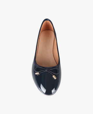 KRISP Bow Toe Patent Ballerina Pumps (3701)