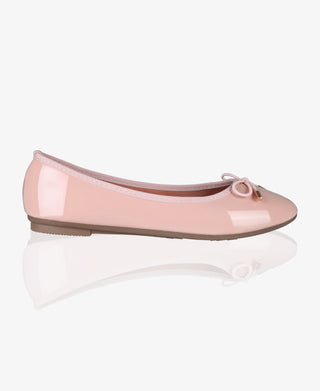 KRISP Bow Toe Patent Ballerina Pumps (3701)