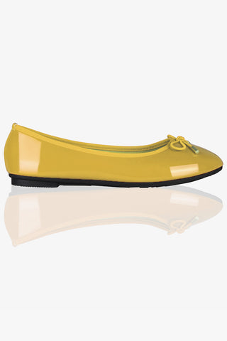 KRISP Bow Toe Patent Ballerina Pumps (3701)