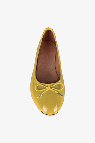 KRISP Bow Toe Patent Ballerina Pumps (3701)