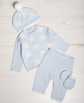 BONJOUR BEBE Baby Piece Gift Box - Star Jumper Trousers Mitts Hat (W21828)