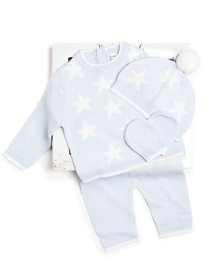 BONJOUR BEBE Baby Piece Gift Box - Star Jumper Trousers Mitts Hat (W21828)