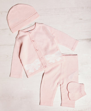 BONJOUR BEBE Baby Gift Box - Bow Jumper Trousers Mitts Hat (W21995)