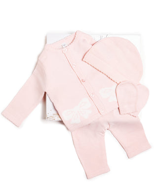BONJOUR BEBE Baby Gift Box - Bow Jumper Trousers Mitts Hat (W21995)