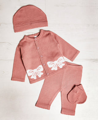 BONJOUR BEBE Baby Gift Box - Bow Jumper Trousers Mitts Hat (W21995)