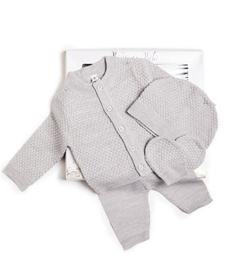BONJOUR BEBE Baby Gift Box - Honeycomb Knit Jumper Trousers Mitts Hat (W22001)